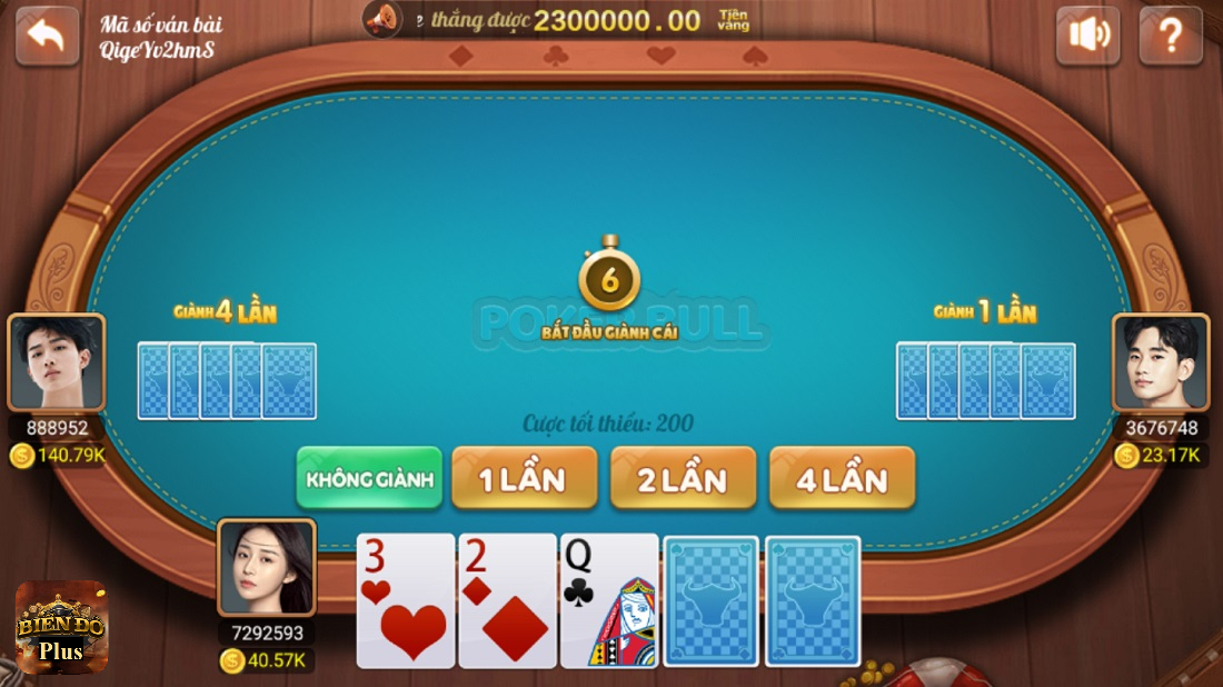 Thứ tự bài sẽ quyết định được tính thắng thua của cả ván bài Poker Bull