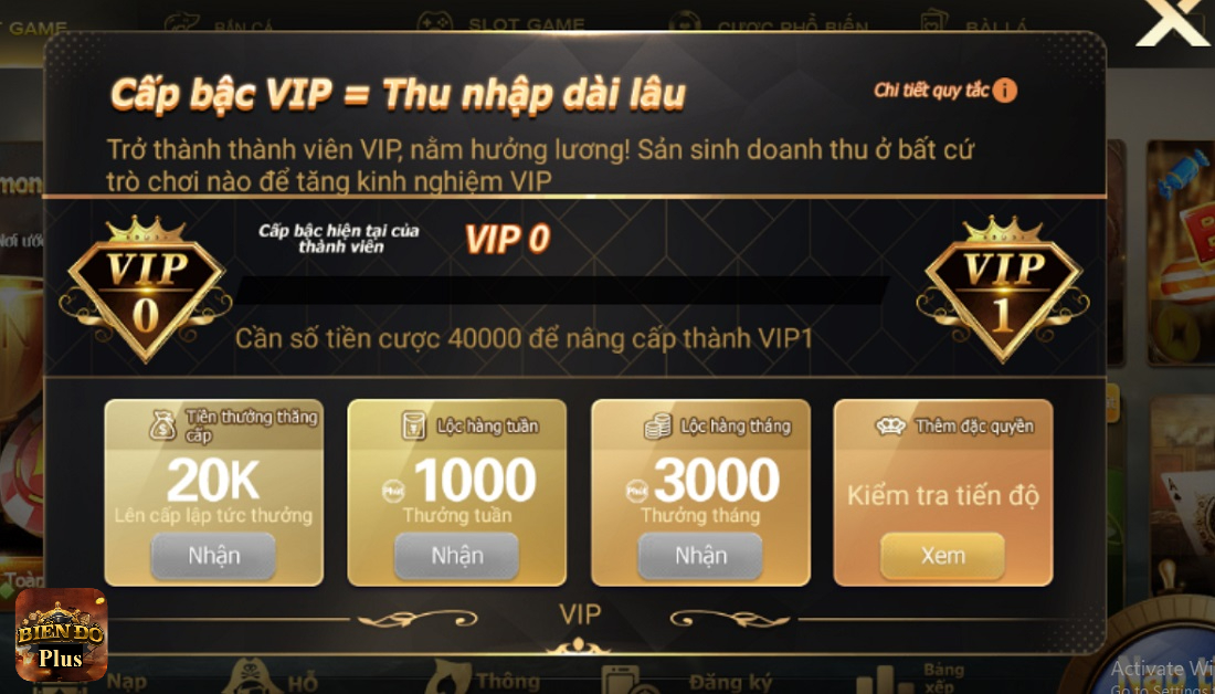 Tiền thưởng tăng cấp VIP sẽ tùy thuộc vào cấp bậc của người chơi